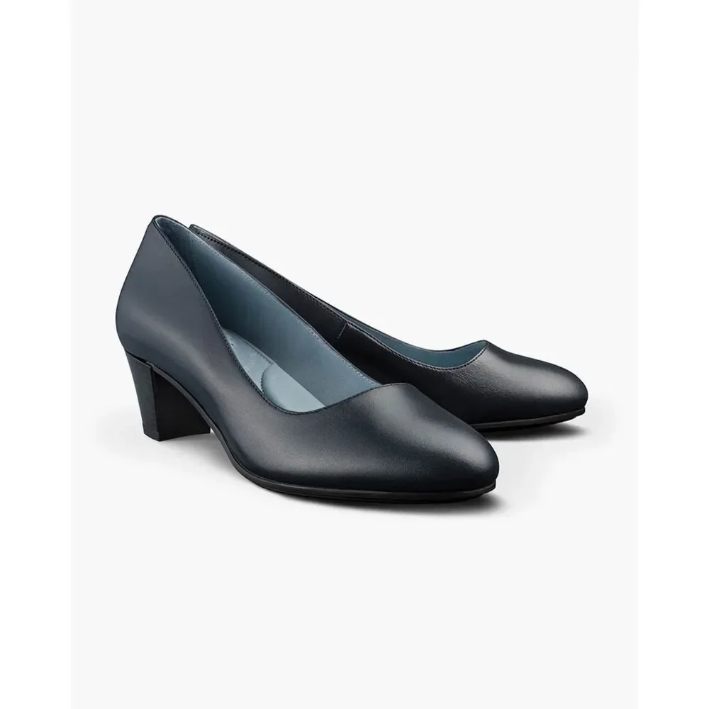 Sz 7.5 Skypro Rose Clement Black Leather Mid Heel Pumps - Picture 1 of 8